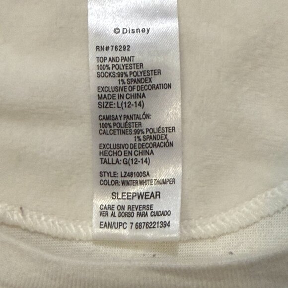 Disney's Winter White Thumper Women's Pajama Set - 2 pc - Size Large (12-14) - Picture 8 of 16